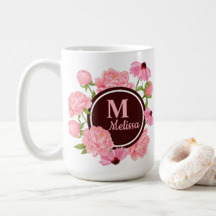 Mug Elégant rose moderne Peony Aquarelle Florale