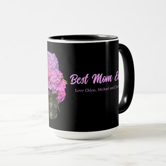 Mug Élégant rose violet bleu floral (Devant droit)
