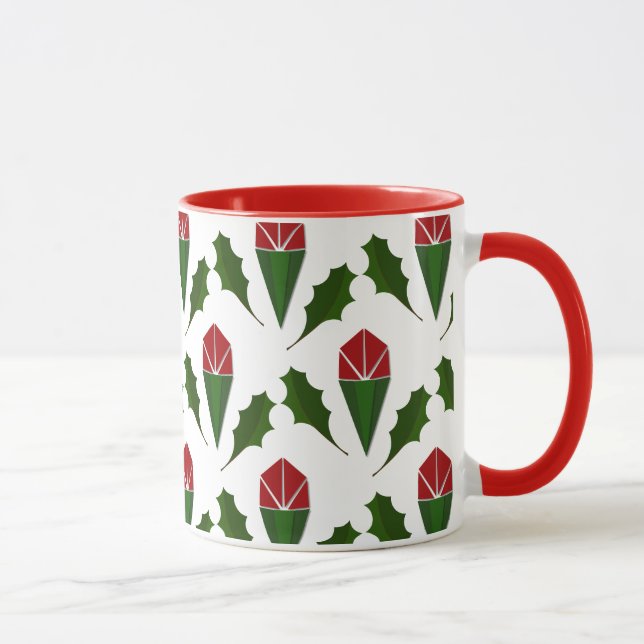 Mug Elégant Roses rouges Abstraites et motif floral cr (Droite)