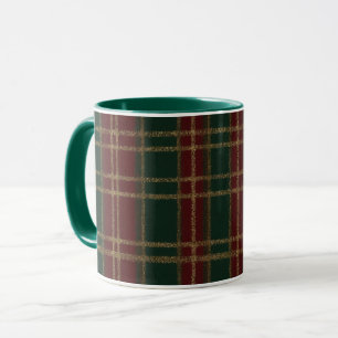 Mug Élégant rouge vert or Festive Plaid