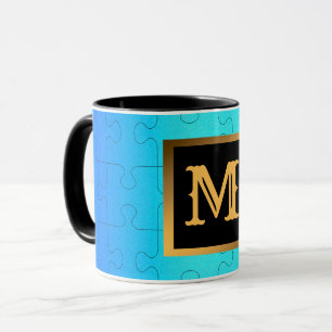Mug Élégant Royal Blue Metal Monogramme