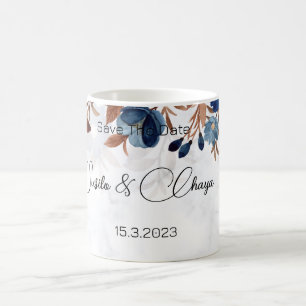 Mug élégant Royal Blue Rustic savethedate moderne.