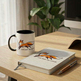 Mug Elegant Running Fox "Look Back. See Growth." Two-T