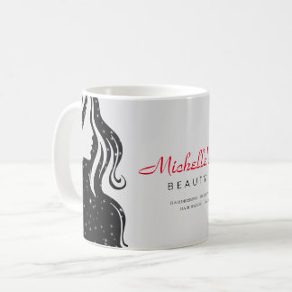Mug Elégant salon de beauté & liste de cheveux blanc n