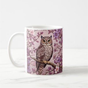 Mug Elégant Scops Owl Purple Floral