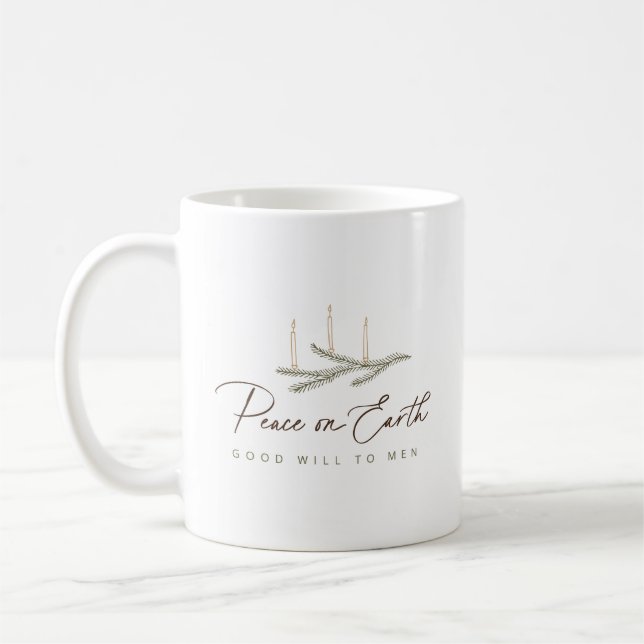 Mug Élégant Script de paix sur Terre Noël (Gauche)