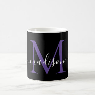 Mug Élégant Script De Violet Violet Noir Chic