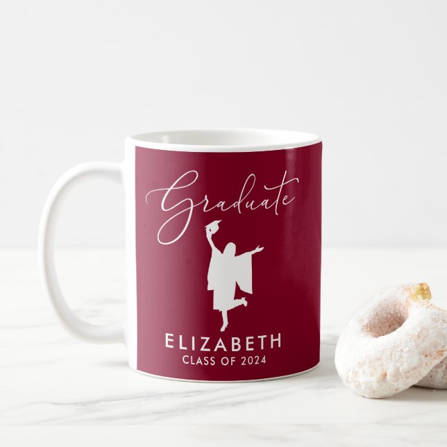 Mug Élégant Script Graduation Bourgogne (Avec donut)
