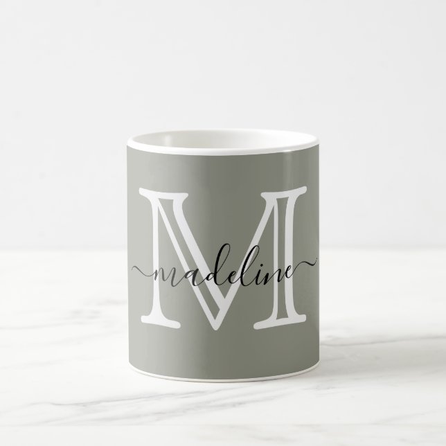 Mug Élégant Script moderne Monogramme de brouillard À  (Centre)