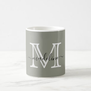 Mug Élégant Script moderne Monogramme de brouillard À 