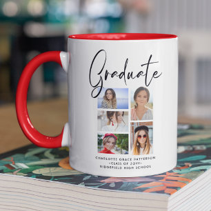 Mug Élégant Script Multi Photo Graduate