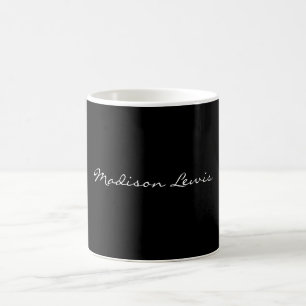Mug Élégant Script Plaque Noir Nom Calligraphie