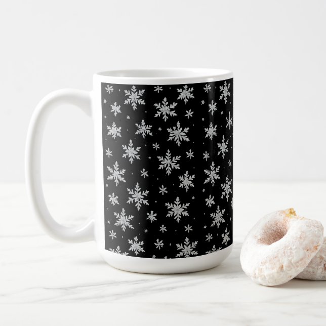 Mug Elegant Silver Snowflake | Winter Holiday  (Avec donut)