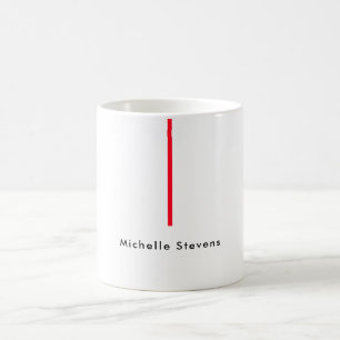 Mug Élégant Simple Noir & Blanc Rouge Minimaliste
