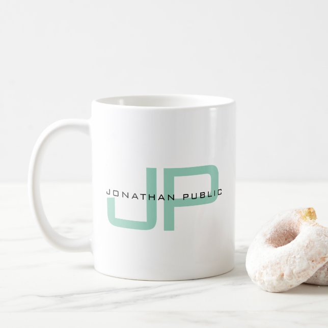 Mug Elegant Simple Template Custom Name Monogram (Avec donut)