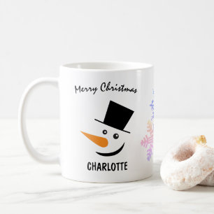 Mug Élégant Snowman Dans Le Casquette Topper. Joyeux N