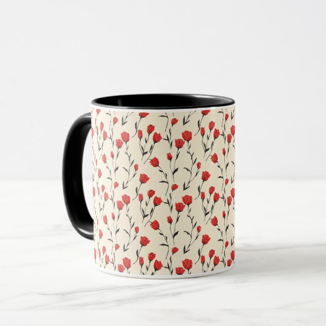 Mug Élégant Sophisticé Chic Cute Romantique Floral (Devant gauche)