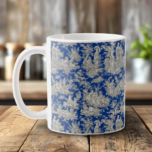 Mug Élégant Toile De Jouy Vintage Bleu Foncé