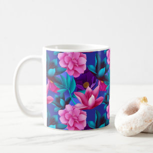 Mug Élégant Tropical Rose bleu violet vert