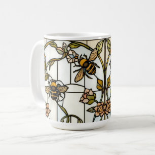 Mug Élégant verre teinté botanique art nouveau abeille