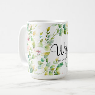 Mug Elégant vert fleurs sauvages d'aquarelle