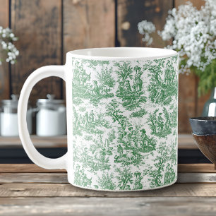 Mug Élégant Vert Toile De Jouy Vintage Français