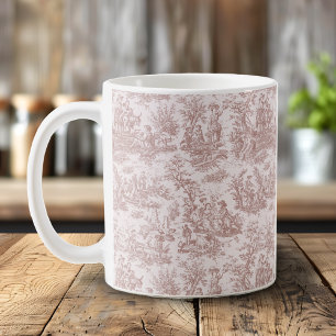 Mug Elégant vintage brun clair toile de jouy