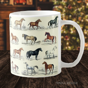 Mug Élégant Vintage Cheval races Motif