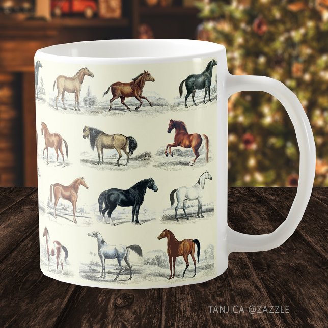 Mug Élégant Vintage Cheval races Motif (Créateur téléchargé)