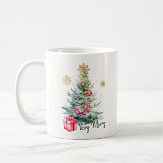 Mug Elegant Watercolor Botanical Snowflake Christmas