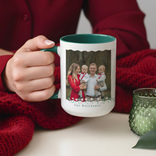 Mug Elégant Wavy Family Photo Collage Garder Floral