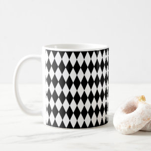 Mug Elegant White Black Harlequin