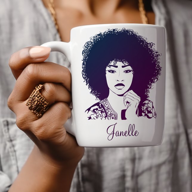 Mug Élégante Africaine Américaine Afro Femme (Créateur téléchargé)