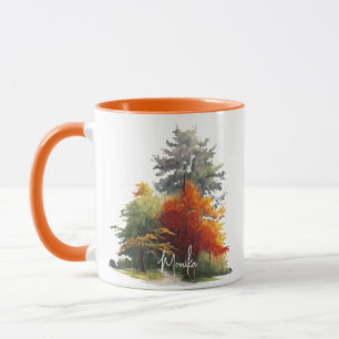 Mug Elégante aquarelle Arbres colorés dans les bois