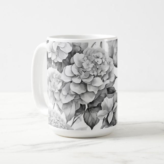Mug Elégante aquarelle blanche grise noire (Devant gauche)