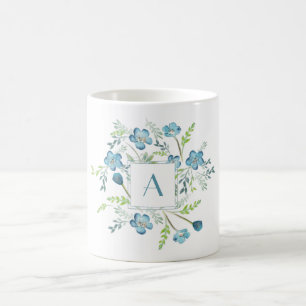 Mug Elégante aquarelle bleu vert