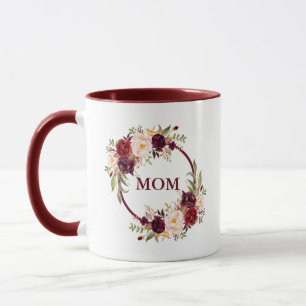 Mug Elégante aquarelle Bourgogne Floral Maman