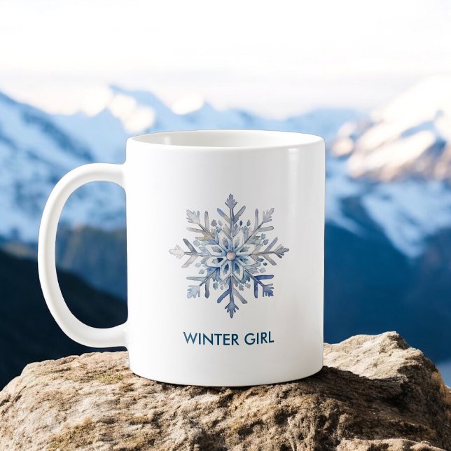 Mug Elégante aquarelle de flocon de neige (Elegant Snowflake Watercolor Coffee Mug)