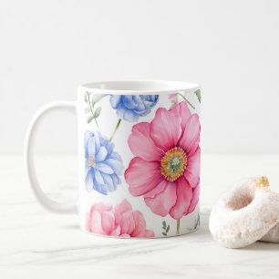 Mug Elégante aquarelle Fleurs colorées Flora Motif