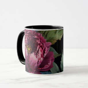 Mug Elégante aquarelle florale rose foncé