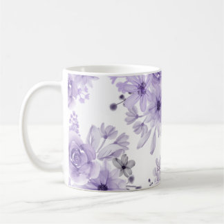 Mug Elégante aquarelle florale violette