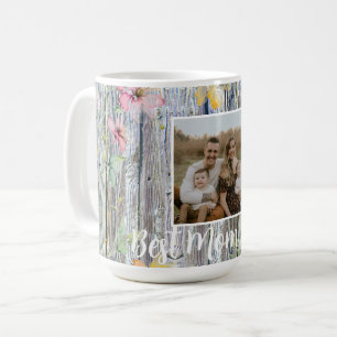 Mug Elégante aquarelle orange fleur sauvage en bois d'