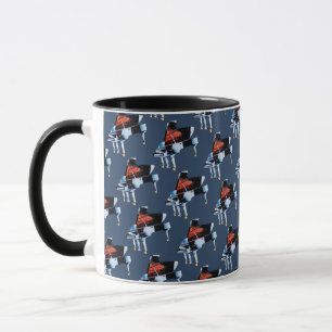 Mug Elégante aquarelle piano gris bleu motif