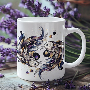 Mug Elégante aquarelle Poissons Zodiac personnalisé