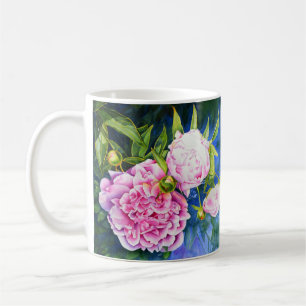 Mug Elégante aquarelle rose des pivoines florales