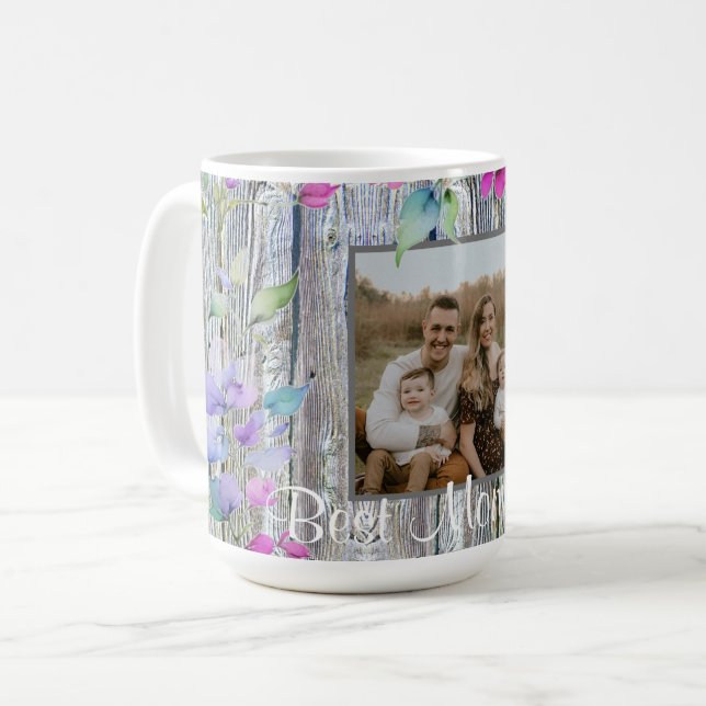 Mug Elégante aquarelle violet fleur sauvage mère en bo (Devant gauche)