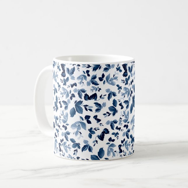 Mug Elégante boue d'aquarelle florale (Devant gauche)