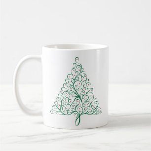 Mug Élégante calligraphie rouge et verte Arbre de Noël