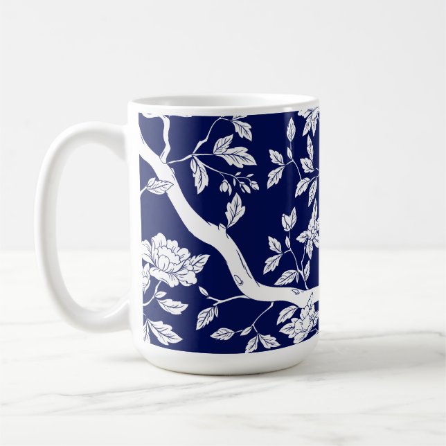 Mug élégante Chinoiserie Bleue et Blanche (Gauche)