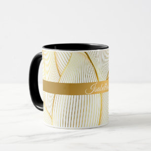 Mug Elégante collection Floral Or Blanc